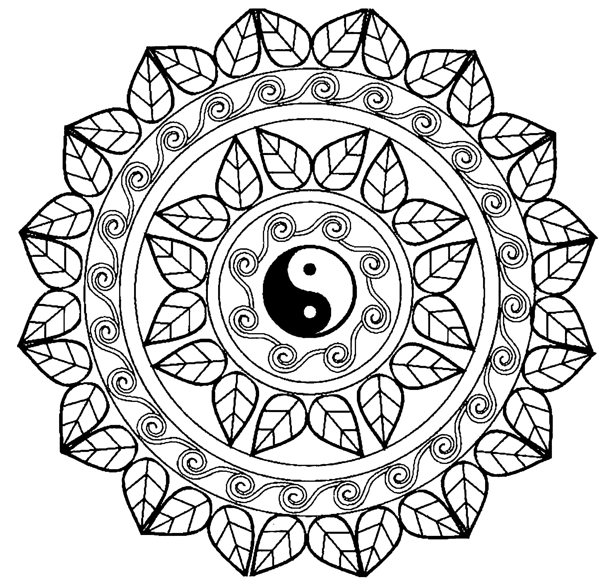 Mandala Coloring Book Pages
 Mandala yin yang M&alas Adult Coloring Pages