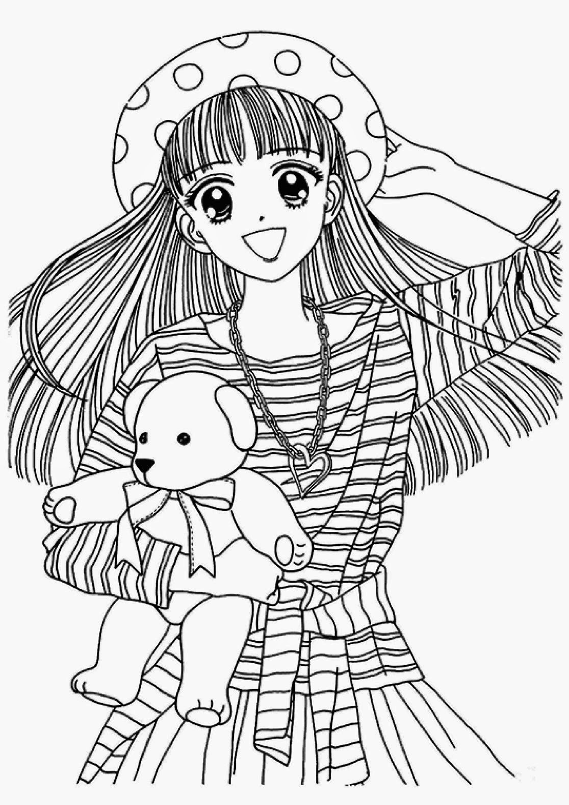 Manga Coloring Pages For Adults
 Anime Girl Coloring Pages coloringsuite