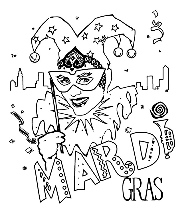 Mardi Gras Coloring Sheets For Kids
 Mardi Gras Jester Coloring Page