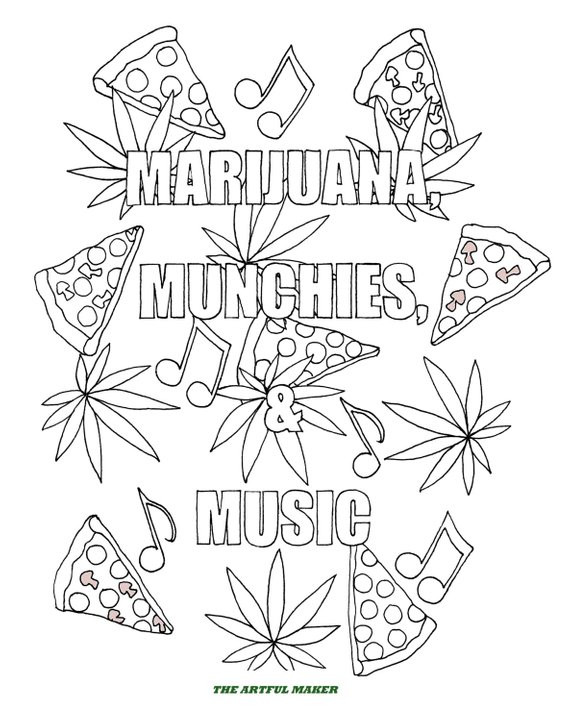 Marijuana Coloring Pages For Adults
 Marijuana Munchies & Music Adult Coloring Pages by The