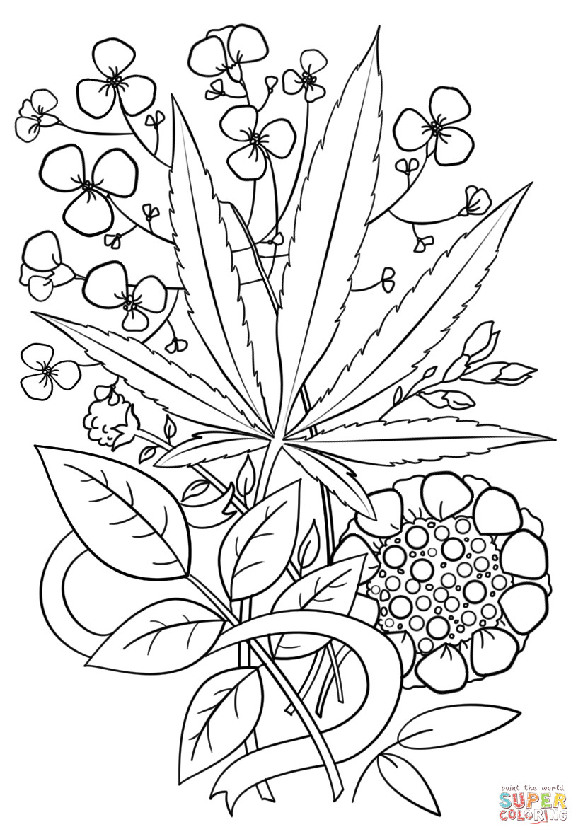 Marijuana Coloring Pages For Adults
 Trippy Weed coloring page