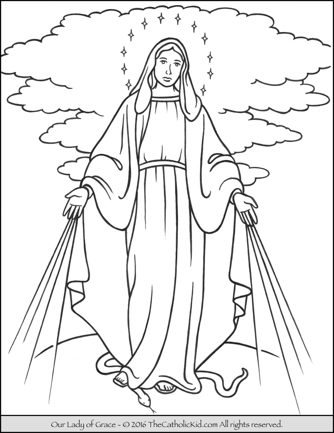 Mary Coloring Pages
 Our Lady of Grace Coloring Page Mary TheCatholicKid