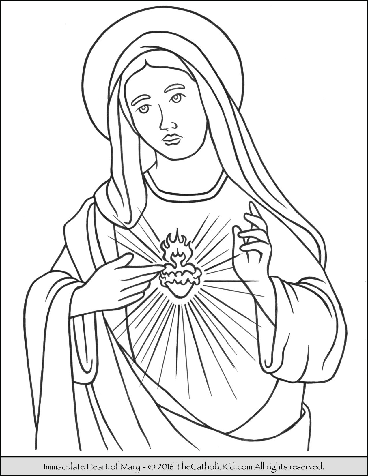 Mary Coloring Pages
 Immaculate Heart of Mary Coloring Page TheCatholicKid