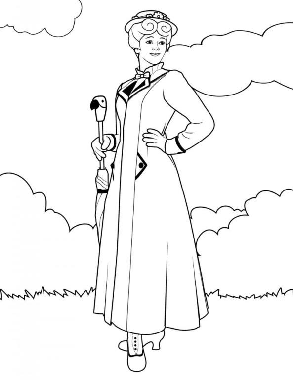 Mary Poppins Coloring Pages
 Kids n fun
