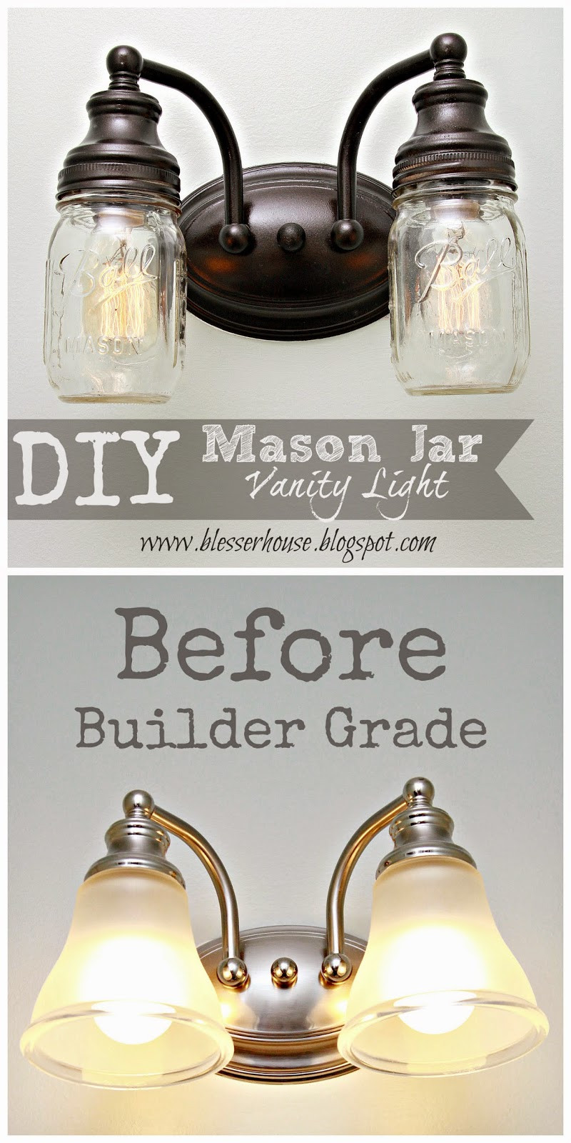 Best ideas about Mason Jar Lighting
. Save or Pin DIY Mason Jar Vanity Light Bless er House Now.