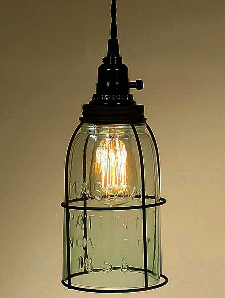 Best ideas about Mason Jar Lighting
. Save or Pin Rustic Half Gallon Caged Mason Jar Open Bottom Industrial Now.