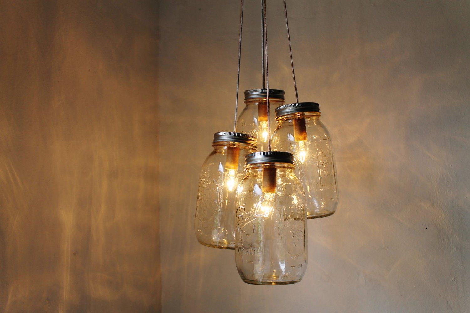Best ideas about Mason Jar Lighting
. Save or Pin SPRING CLEAN Mason Jar Chandelier 4 quart jars Handcrafted Now.
