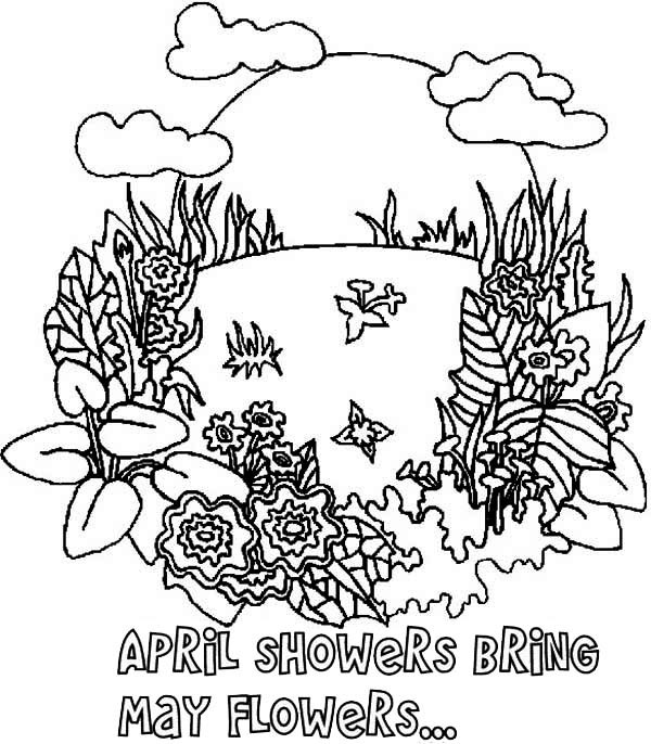 May Flowers Coloring Pages
 April Shower Bring May Flower on Springtime Coloring Page