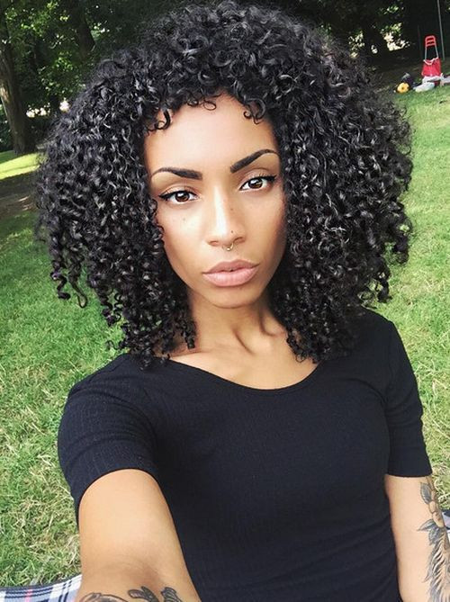 Medium Length Natural Hairstyles
 40 Cute Styles Featuring Curly Hair with Bangs