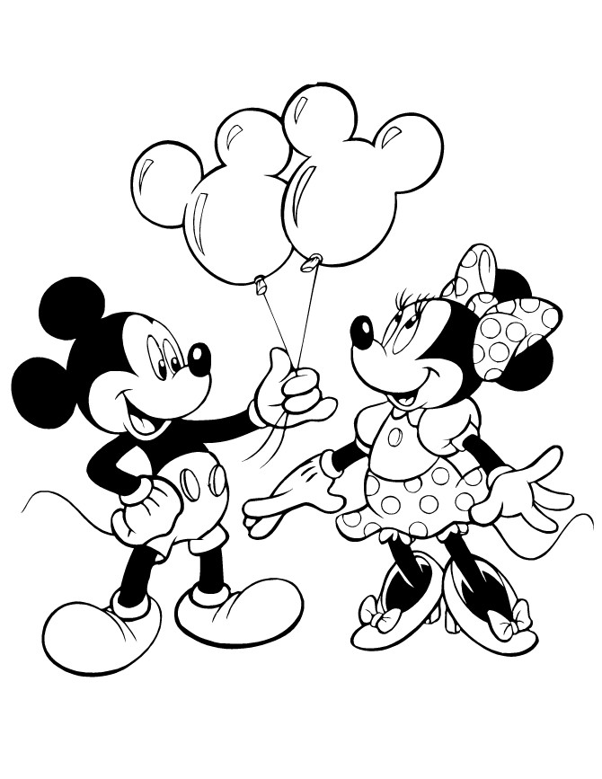 Mickey And Minnie Mouse Coloring Pages
 Mickey Giving Minnie Mouse Balloons Coloring Page