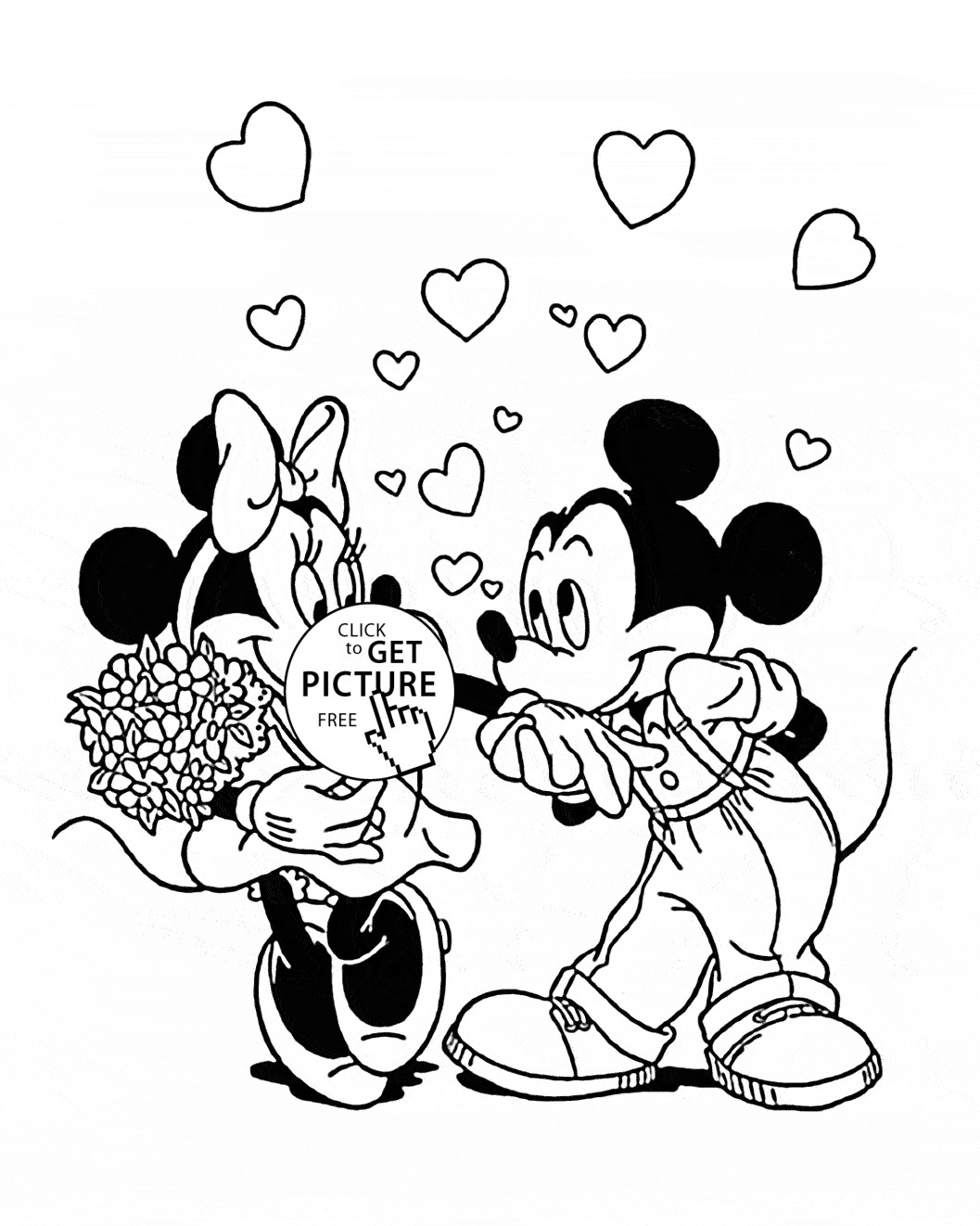 Mickey Mouse Coloring Pages For Girls
 Minnie and Mickey Mouse coloring page for kids for girls