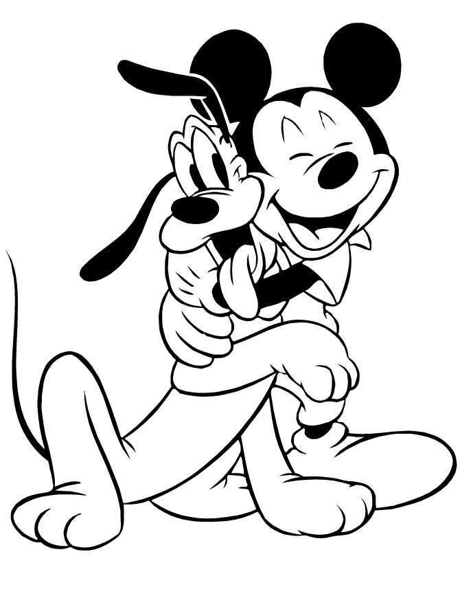 Mickey Mouse Coloring Pages For Girls
 Mickey Mouse Hugging Pluto Dog Coloring Page
