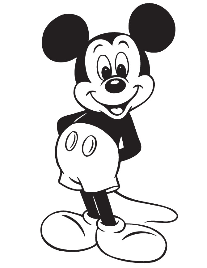 Micky Coloring Pages
 Cute Mickey Mouse Standing Coloring Page