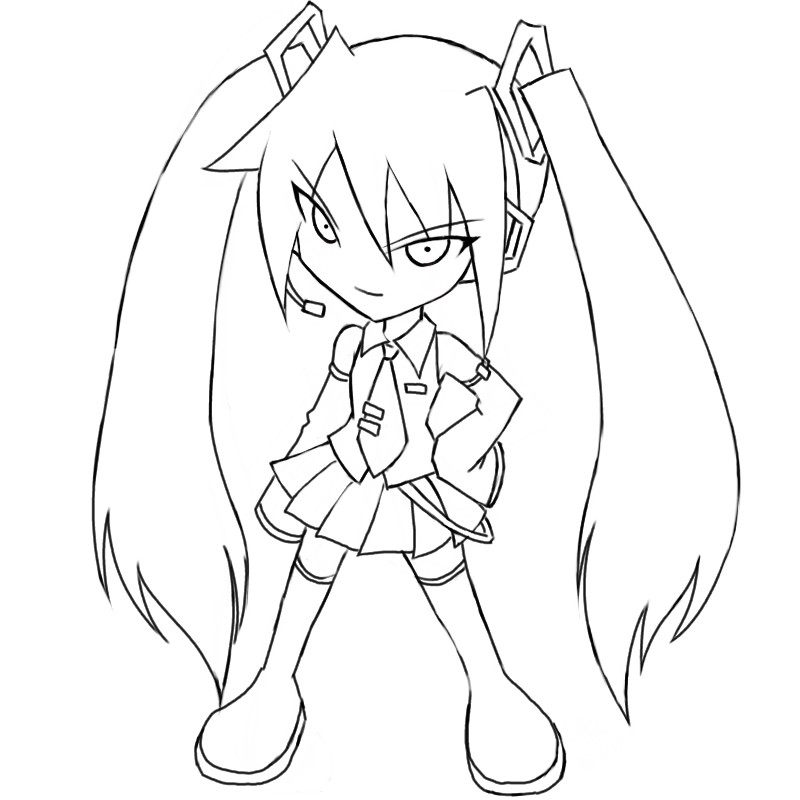 Miku Coloring Pages
 Hatsune Miku Lineart by qrullgx13 on DeviantArt