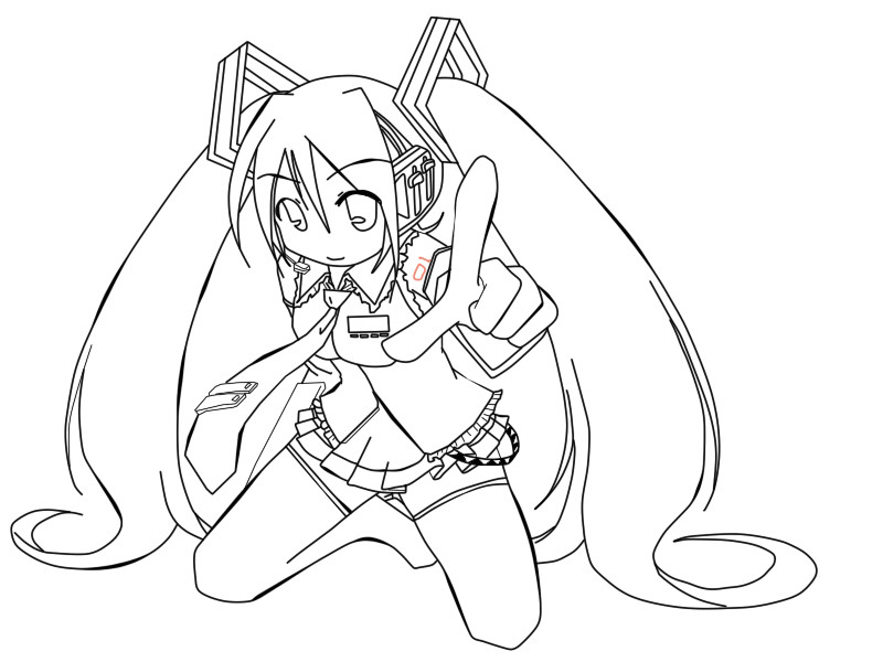 Miku Coloring Pages
 Lineart Vocaloid Miku Hatsune by thebl on DeviantArt
