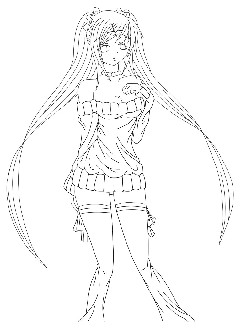 Miku Coloring Pages
 Miku Hatsune Lineart by BionicBranster on DeviantArt
