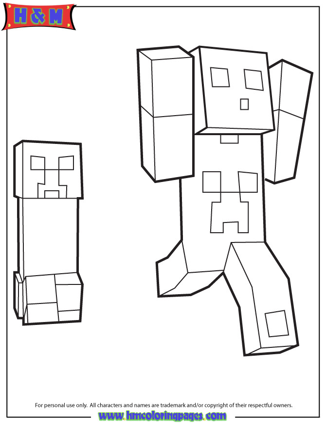 Minecraft Creeper Coloring Pages
 Creeper Chasing Minecraft Player Coloring Page