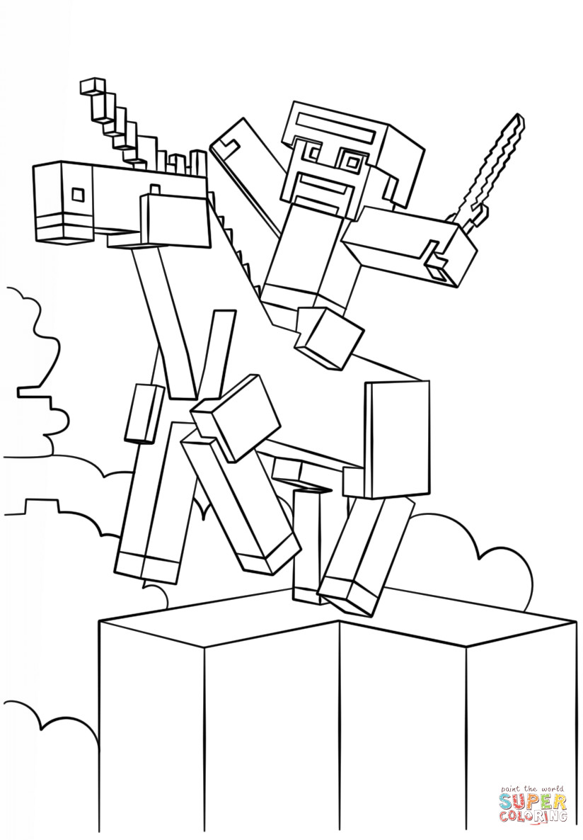 Minecraft Free Coloring Pages
 Minecraft Unicorn coloring page