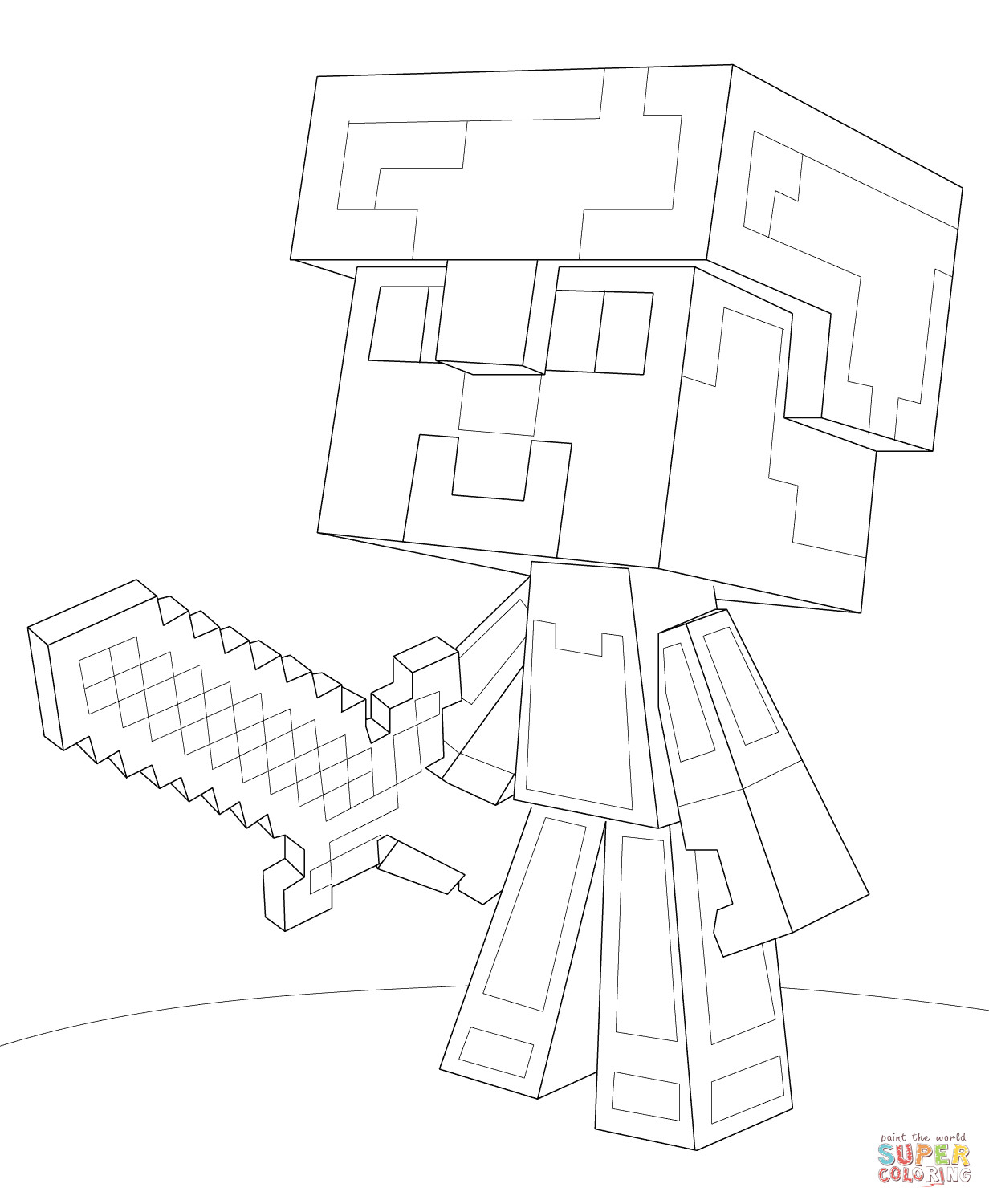 Minecraft Steve Coloring Pages
 Minecraft Steve Diamond Armor coloring page