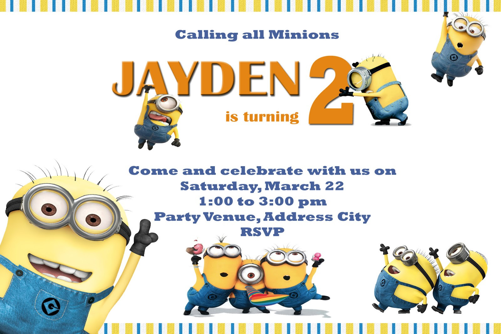 Minions Birthday Invitations Free
 Moms Kid Party Link Minions Party Invites