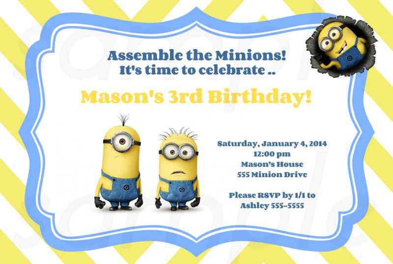 Minions Birthday Invitations Free
 FREE Printable Minion Birthday Party Invitations Ideas