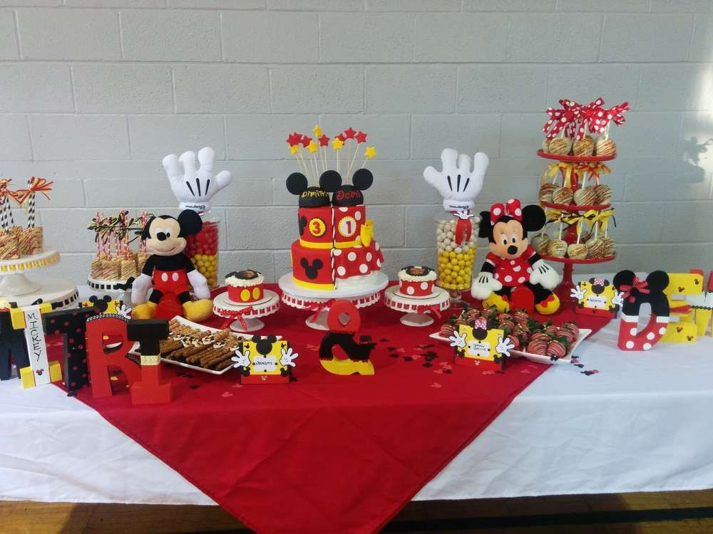 Best ideas about Minnie And Mickey Birthday Decorations
. Save or Pin Red black and yellow Mickey & Minnie Mouse birthday party Now.