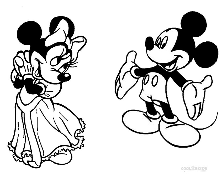 Minnie And Mickey Coloring Pages
 Printable Minnie Mouse Coloring Pages For Kids