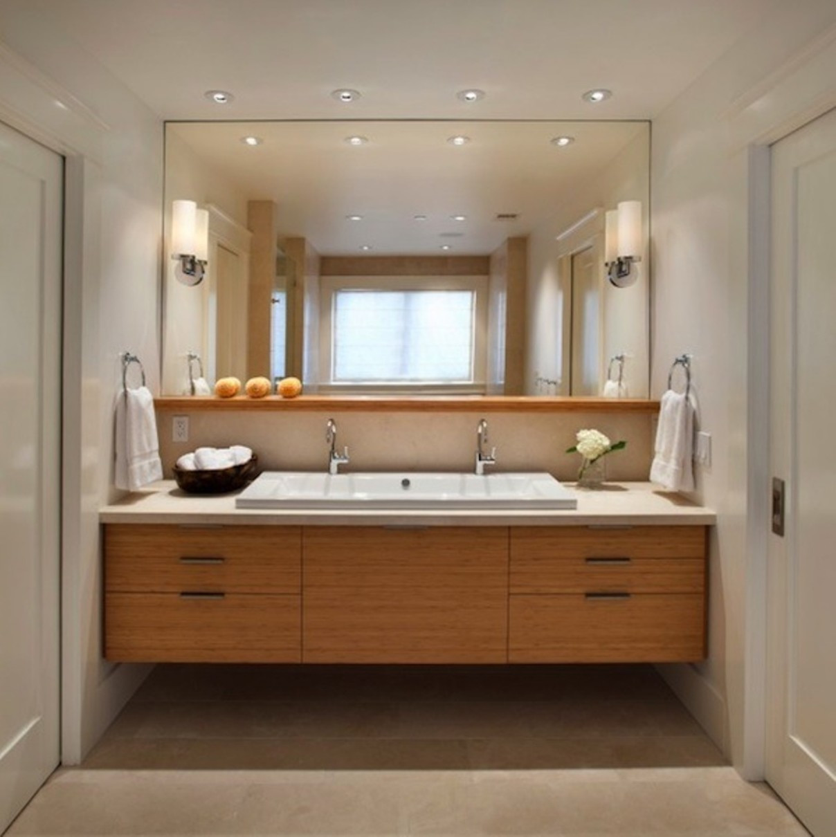 Best ideas about Modern Vanity Lighting
. Save or Pin Bahtroom Big Mirror Closed White Wash Basin Under Twin Now.