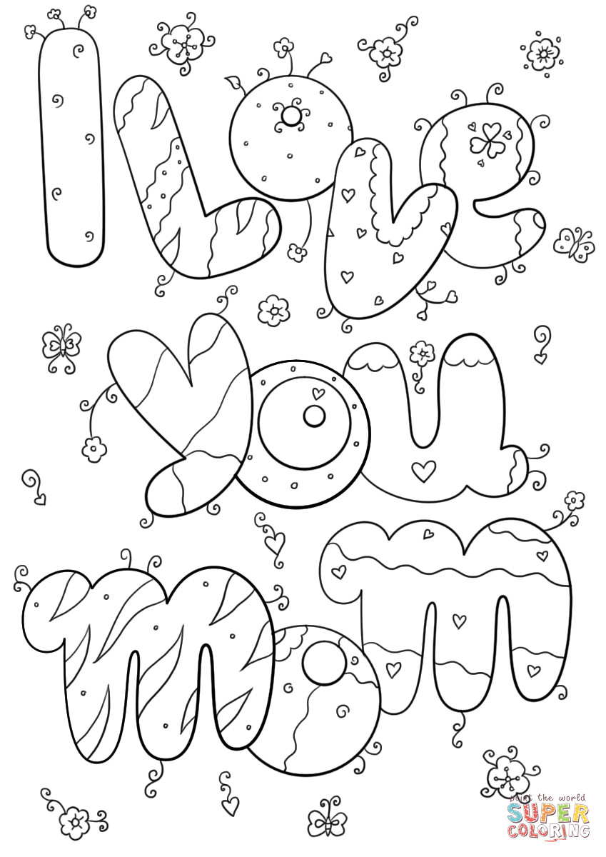 Mom Coloring Pages
 I Love You Mom coloring page