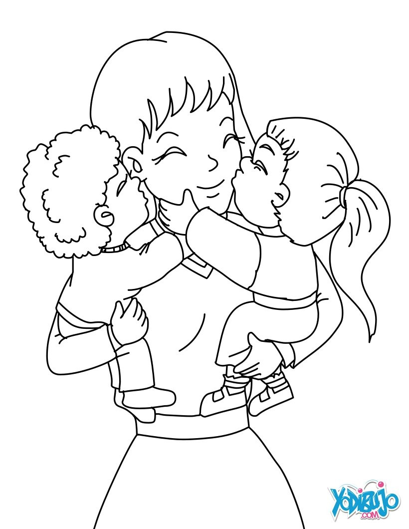 Mom Coloring Pages
 Mom with her children coloring pages Hellokids