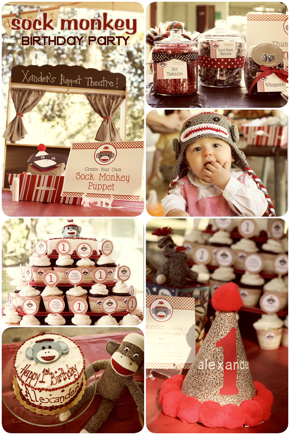 Monkey Birthday Party
 Vintage Sock Monkey Birthday Party