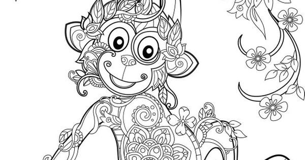 Monkey Coloring Pages For Adults
 Monkey Coloriage & Mandala Pinterest