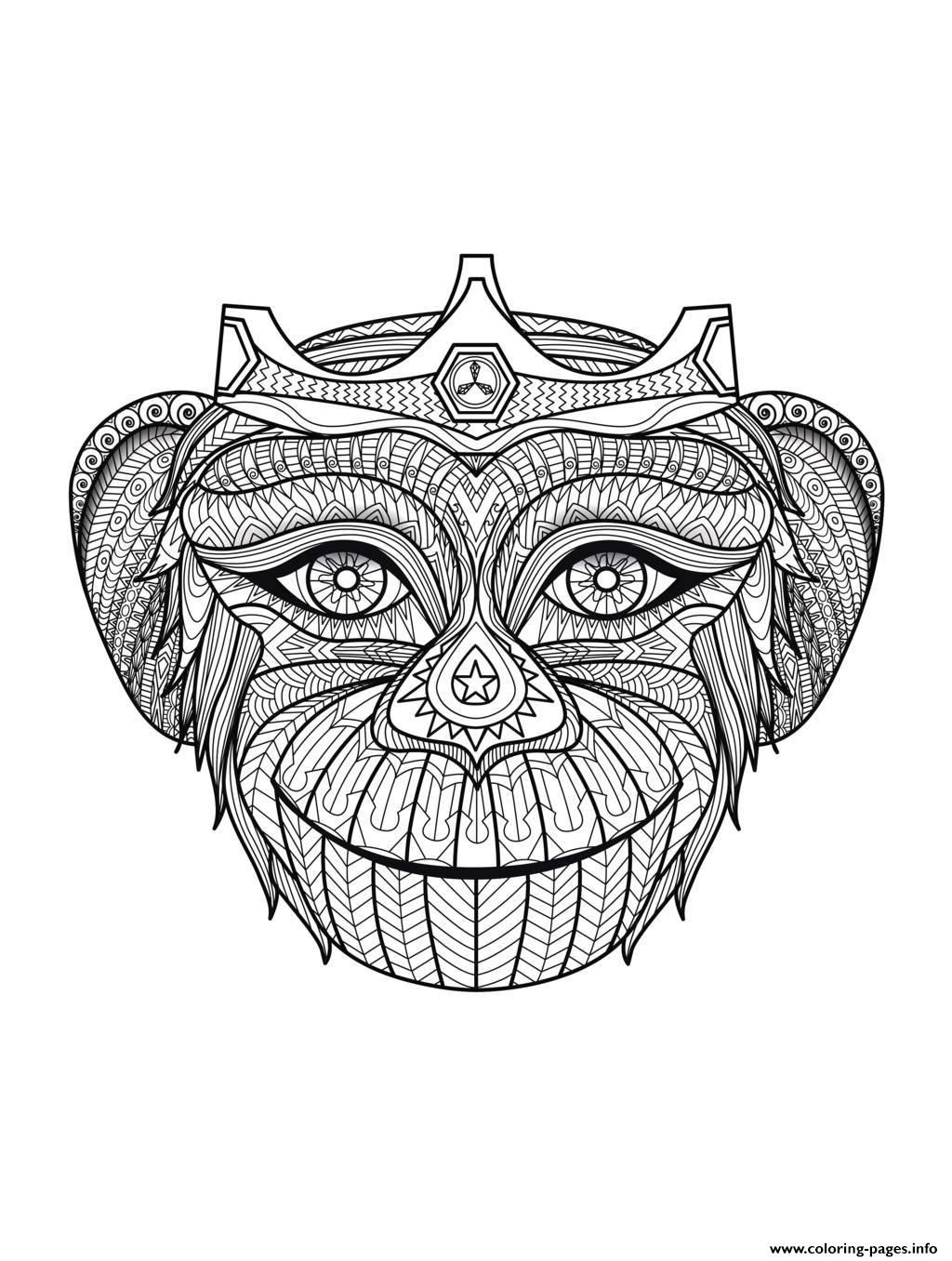 Monkey Coloring Pages For Adults
 Adult Monkey Head Coloring Pages Printable