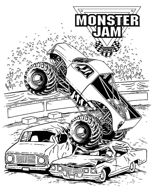 Monster Jam Coloring Pages
 Fire Monster Truck at Monster Jam Coloring Pages