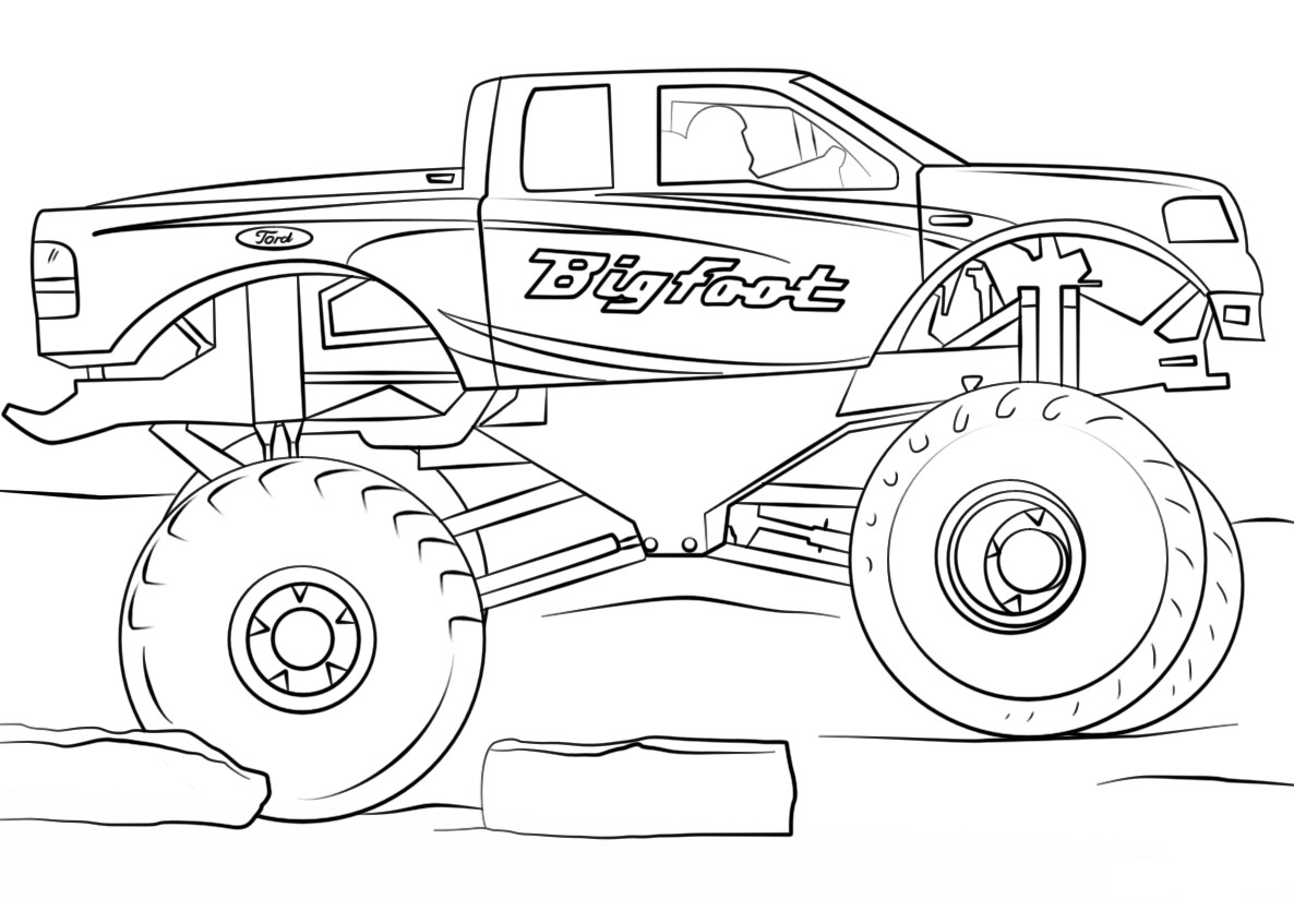 Monster Truck Coloring Pages
 Easy Monster Truck Coloring Page Free Coloring Pages line