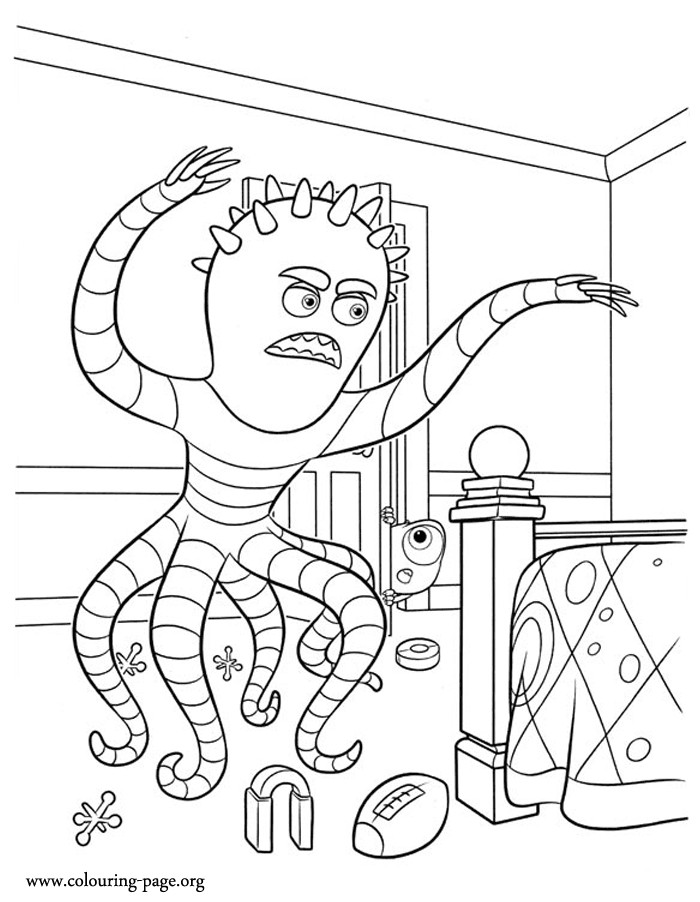 Monsters University Coloring Pages
 Monsters University Mike observes Frank s scare