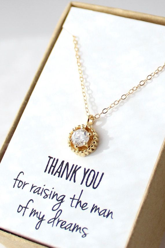 Mother Inlaw Gift Ideas
 Mother of the Groom Gift Gold Solitaire Necklace Cubic