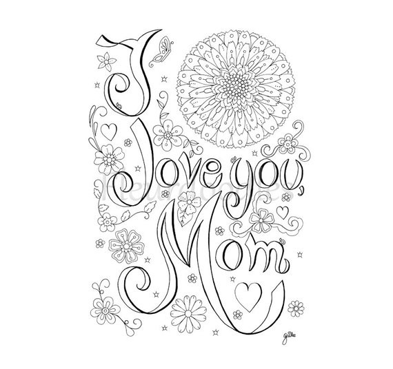 Mothers Day Coloring Pages For Adults
 Items similar to coloring page Love Mom printable