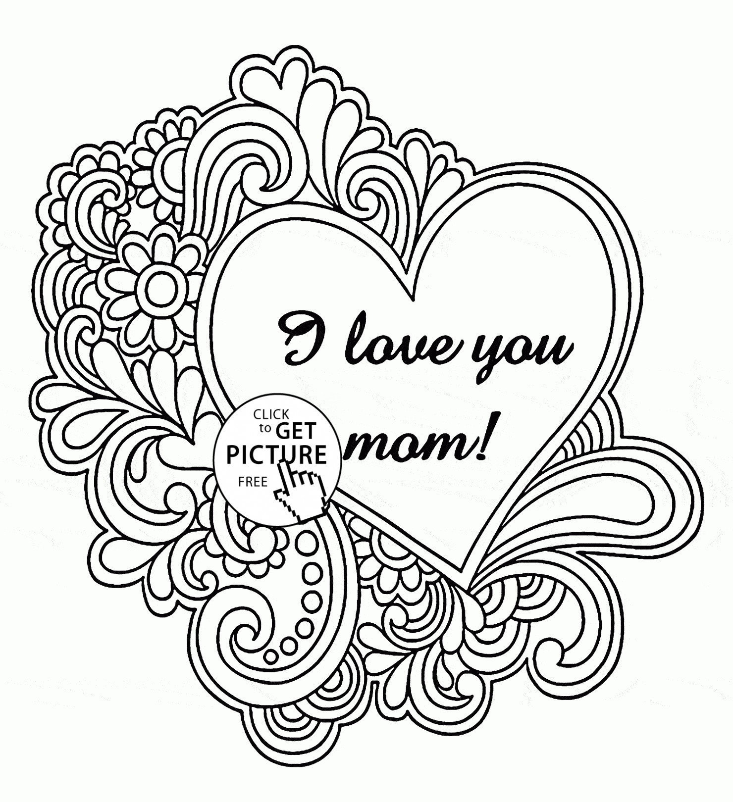 Mothers Day Coloring Pages For Adults
 I Love You Mother Mothers Day coloring page for kids
