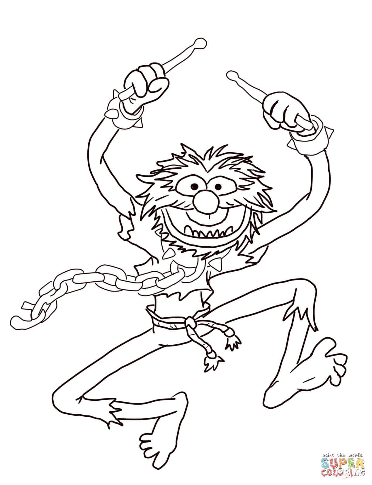 Muppets Coloring Book Pages
 Muppets Animal with Drumsticks coloring page