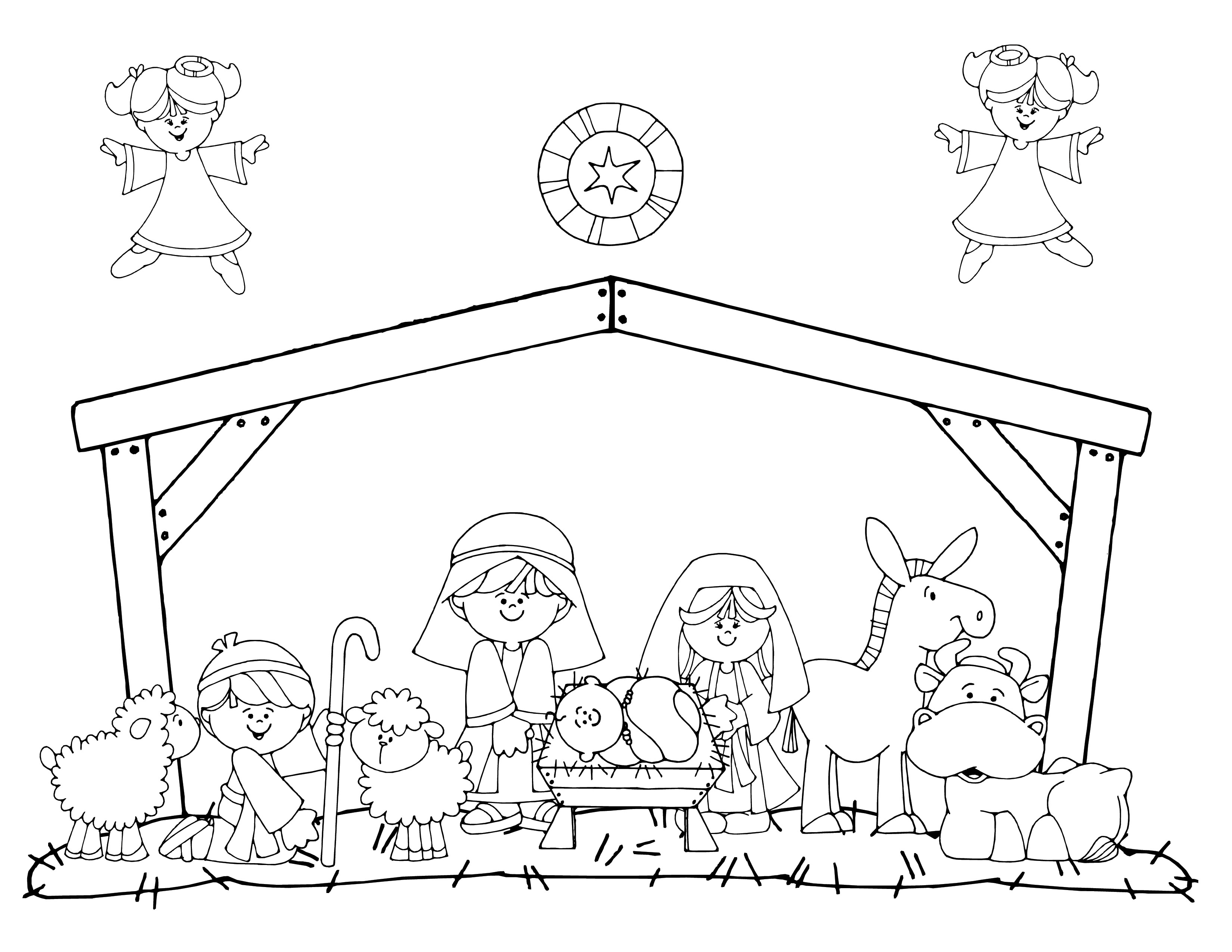 Nativity Coloring Pages For Preschool
 Dibujos de pesebres navideños para colorear Belenes