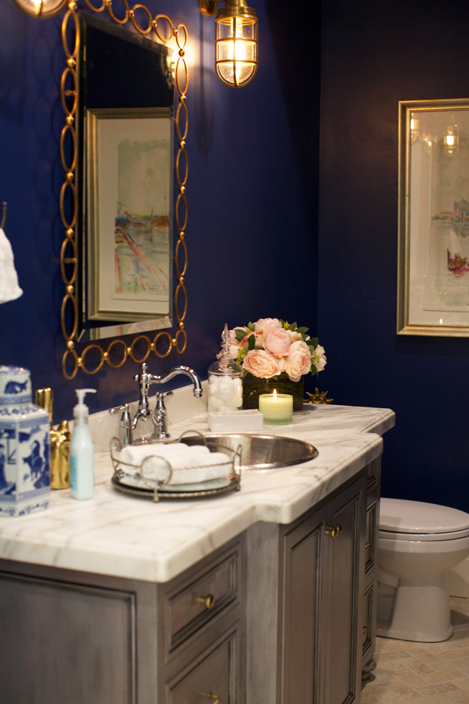 Best ideas about Navy Blue Bathroom
. Save or Pin my style at home The Powder Room Pink Peonies by Now.
