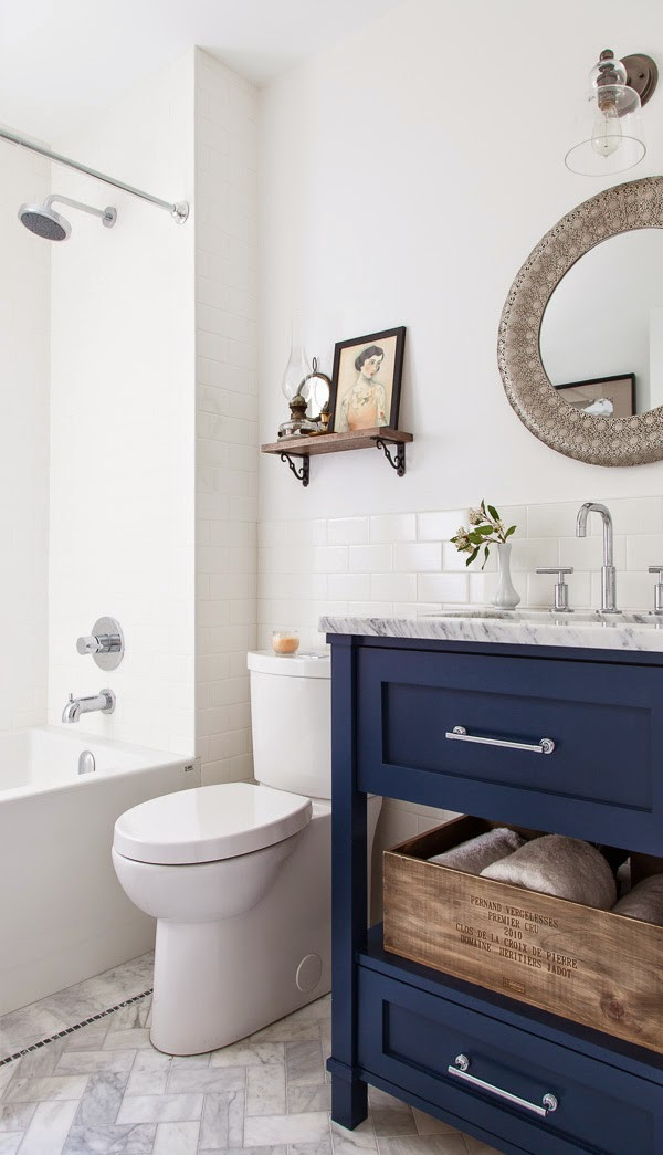 Best ideas about Navy Blue Bathroom
. Save or Pin 5 Navy & White Bathrooms The Inspired Room Now.