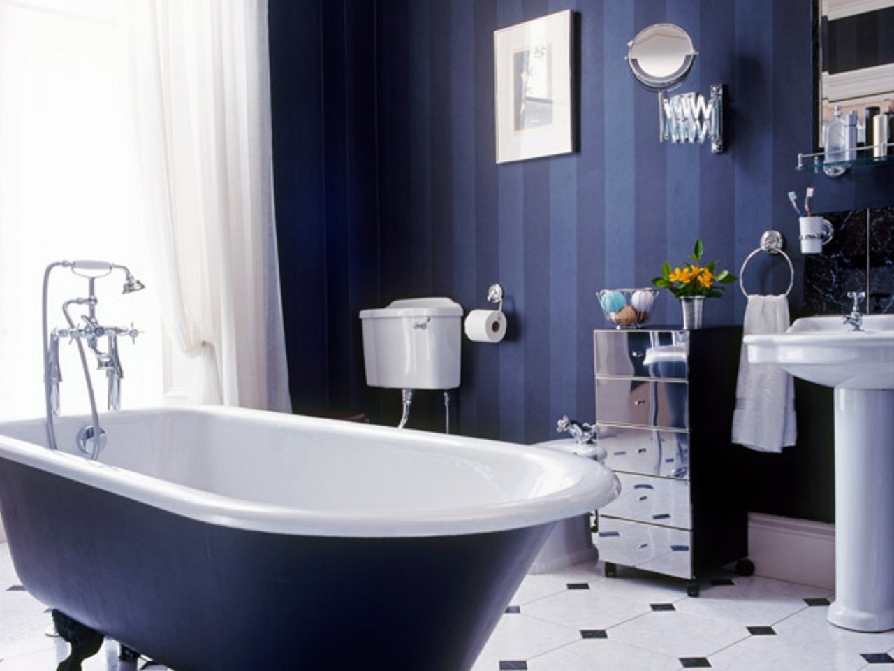 Best ideas about Navy Blue Bathroom
. Save or Pin Light blue bathroom ideas navy blue and white stripes Now.