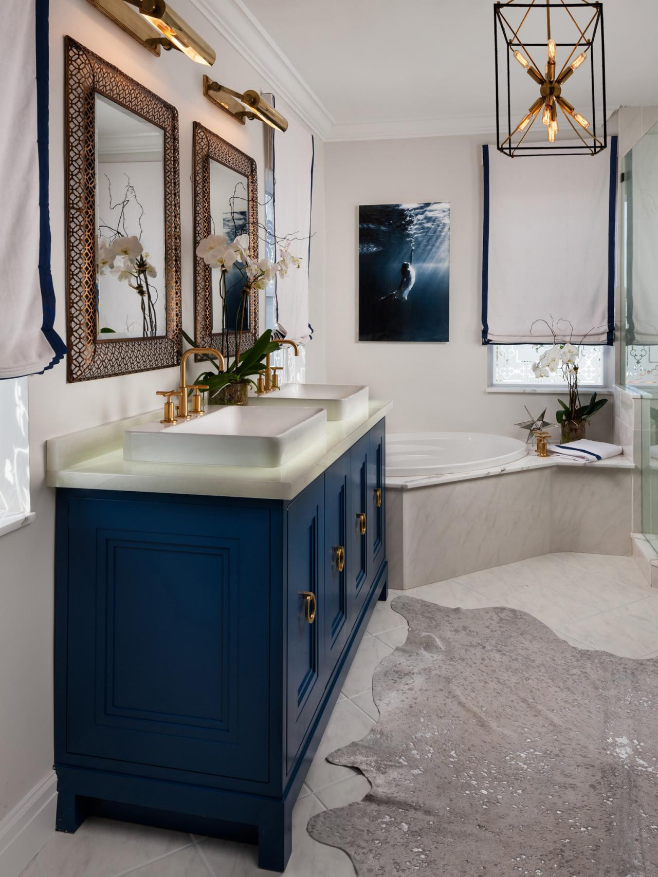 Best ideas about Navy Blue Bathroom
. Save or Pin Vanity Lighting HGTV navy blue bathroom vanity TSC Now.