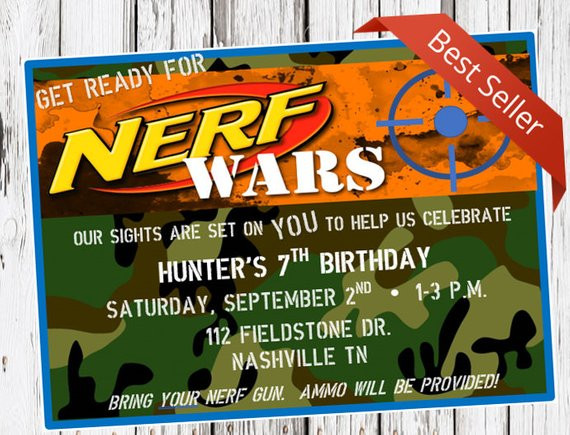 Nerf Birthday Party Invitations
 Nerf Birthday Invitation Nerf Gun Party dart gun bday
