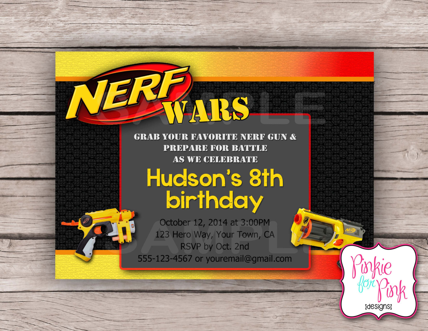 Nerf Birthday Party Invitations
 Nerf Gun Birthday Party Invitations
