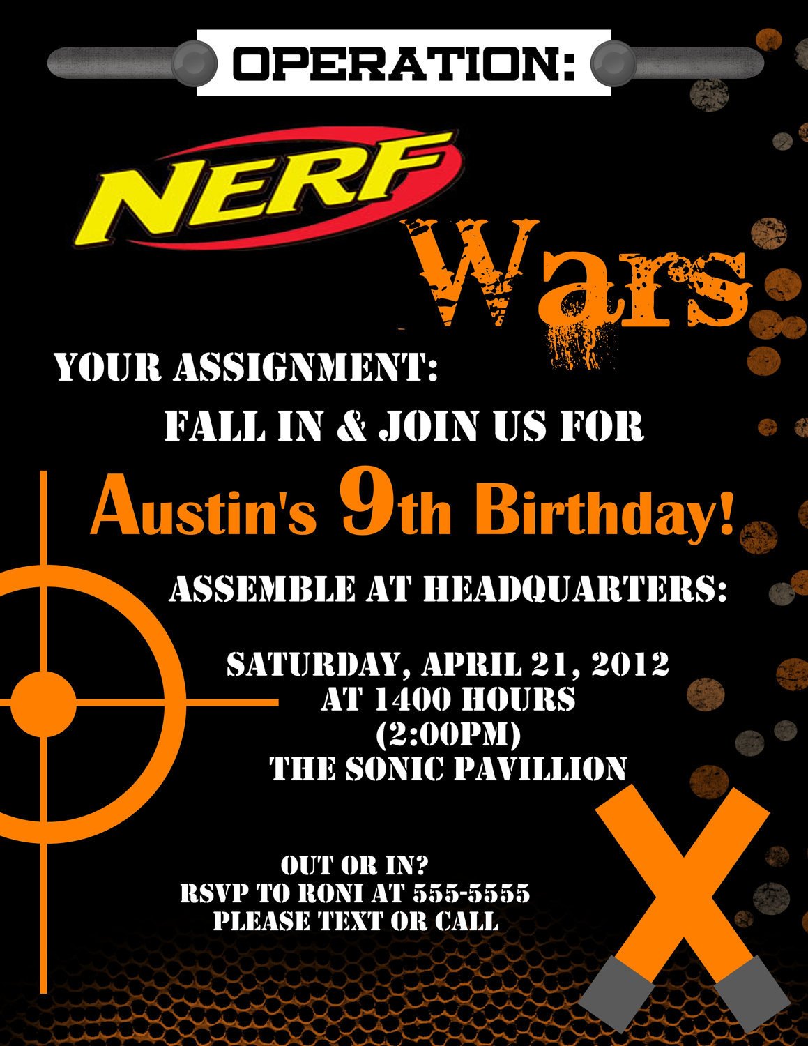 Nerf Birthday Party Invitations
 nerf birthday invitation printable by gigglesandgracedesig