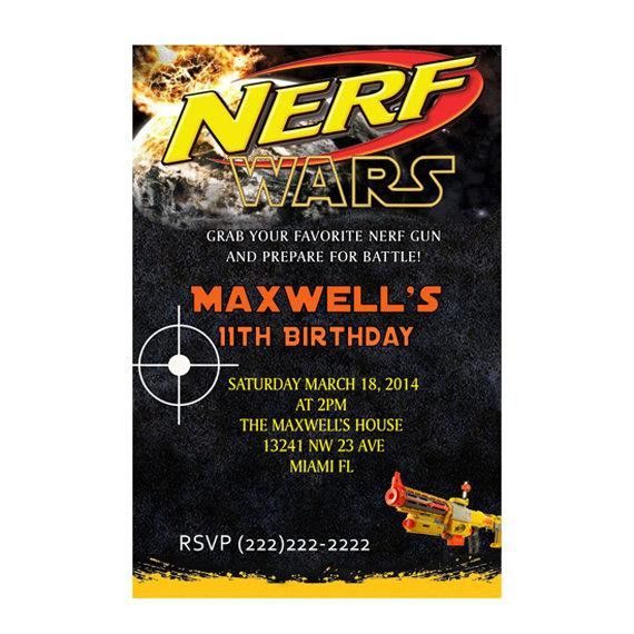 Nerf Birthday Party Invitations
 Personalized Nerf War Birthday Party Invitations Printable