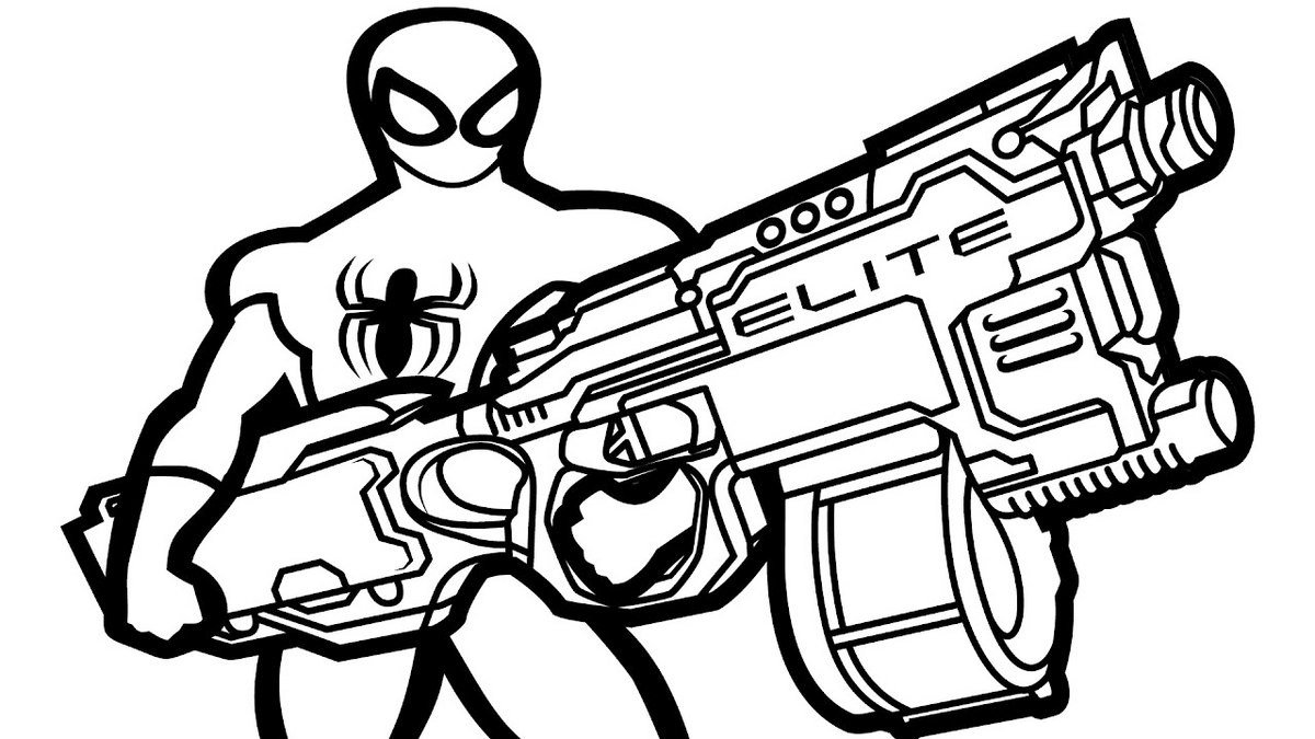 Nerf Gun Coloring Pages
 Nerf Gun Spiderman Themed Coloring Page